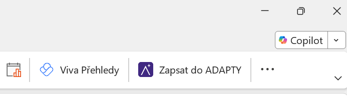 Lišta Outlooku s tlačítkem Zapsat do ADAPTY