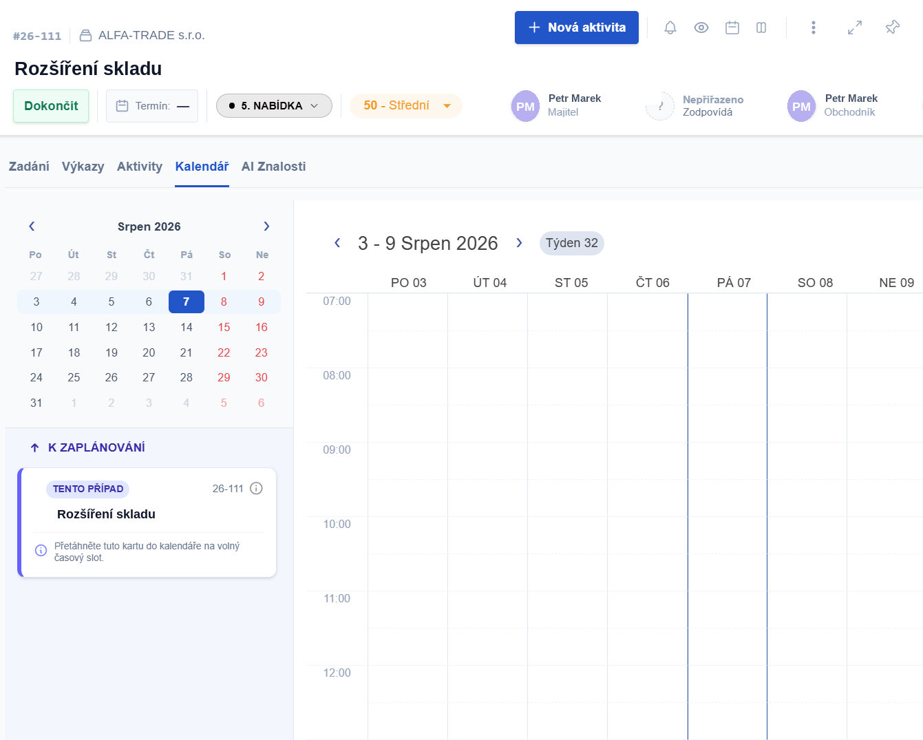 Kalendář v ADAPTY CRM